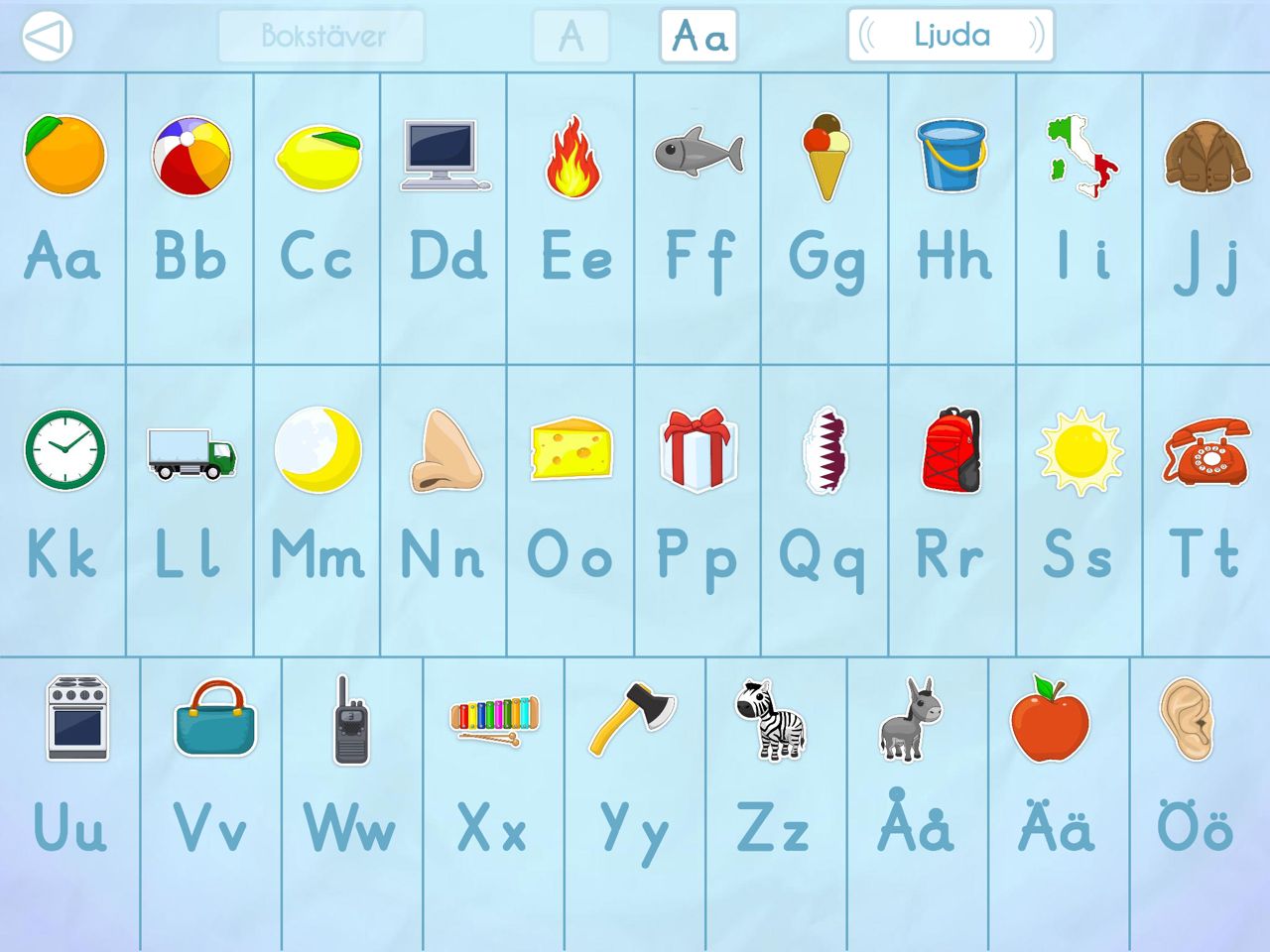 ABC StarterKit - Upptäck och forma bokstäverna i alfabetet. Skriv ord.